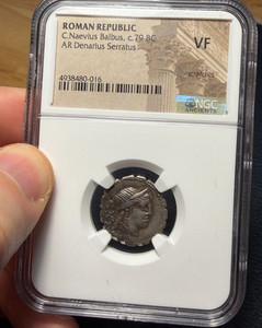 (#102846) Roman Republic C Naevius Balbus 79 BC  NGC VF nice toning (see video!)