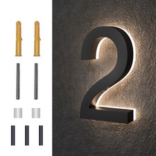 6 Inch Backlit LED House Numbers, Waterproof Stainless Steel, High Transparen...