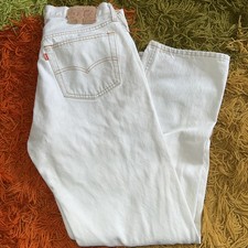 Vintage Levis 501 Jeans Mens White Denim Made in USA Cotton Unisex Button Fly
