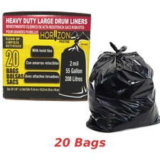 55 Gallon 2 MIL XXL Garbage Bags Trash Can Liners 20pcs Heavy Duty Trash Bags