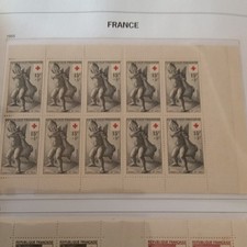 France 1955 Croix-Rouge bloc 10 timbres 15F+5F non oblitérés Carnet YT 2004 **