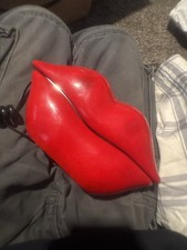 Vintage Telemania Red Lips Telephone Phone Corded Push Button Novelty