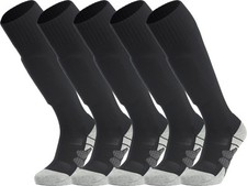 Knee High Compression Soccer Socks for Kids and Adults 5-Pair Black