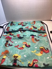 Thirty-One Mermaid Lagoon Cinch Sac Drawstring Backpack Zip Pocket In Front.