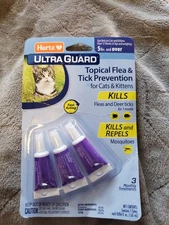 Hartz Ultra Guard Topical Flea & Tick For Cats  & Kittens Brand New 3 Treatments