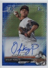 2017 Bowman Chrome Prospect Blue Mojo Refractor 90/150 Ofelky Peralta Auto 3i2