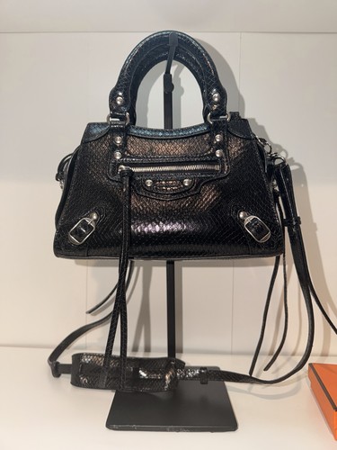 Balenciaga Neo Classic City Zip Closure Embossed Shoulder Bag Small Leather