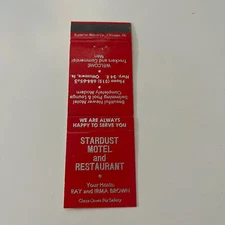 Stardust Motel & Restaurant Ray Brown Ottumwa IA Vintage Matchbook Cover TMB41-5
