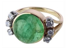 14 K 585 Gelb Gold 2,50 ct Smaragd 0,24 ct Brillanten Cocktail Damen Ring!