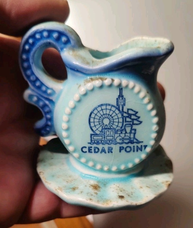 Vintage CEDAR POINT Amusement Park Souvenir Miniature 2" Pitcher/Mug