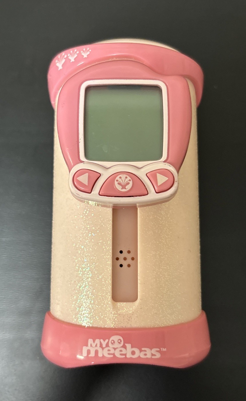my meeba by mattel pink tube with mystery stuffed animal toy (WORKING)
