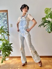 VTG 70s Lee Faded Denim Overalls Distressed Bell Bottom Workwear Boho Hippie 30"