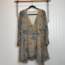 Free People Teegan Floral Mini Dress Size XS Sky Combo Asymmetrical