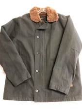 Brixton Jacket Mens Medium Black Brown Sherpa Lined Canvas Coat Workwear