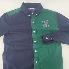 Tommy Hilfiger Kids Color block Button Down Shirt Long Sleeve Size Medium 12/14