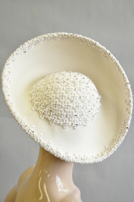 Vintage Jack McConnell Lace Felt Off White Pearl Rhinestones  display picture 3