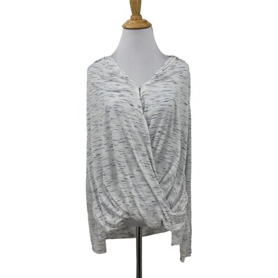 Akemi + Kin Blouse Womens S Small Shadow Faux Wrap Semi Sheer Long Sleeve Top