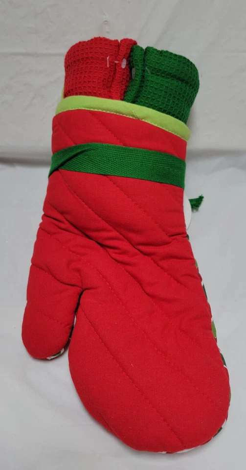 Hágalo usted mismo Navidad Wave Stripe Horno Guante y Toalla Set de Regalo Paquete de 3 Foto 4 de 4
