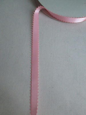 Vintage F.E. Feathered Edge Satin Ribbon, Pink 3/8'' Wx 50 yds, New OSS