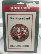 Vintage Christmas Card List Record Book Keeper With Bears On Cover NIP