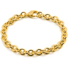 8mm Rolo Chain Bracelet 925 Sterling Silver Round Cable Chain Bracelet Men Women