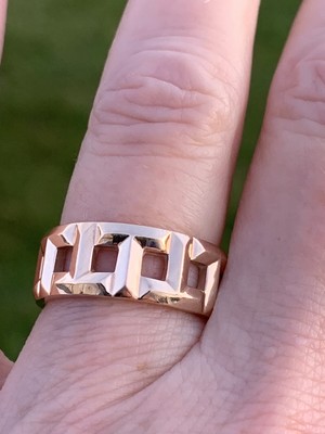 Tiffany & Co 18K Rose Gold T True 8MM Wide Ring Band Size 5.75 