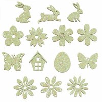 Streudeko Holz Streuteile FrüHling Ostern GrüN 2–4Cm 64St Tischdeko