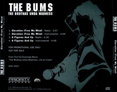 The B.U.M.S. (Brothas Unda Madness) Elevation (Free My Mind) (CD, Promo) Good
