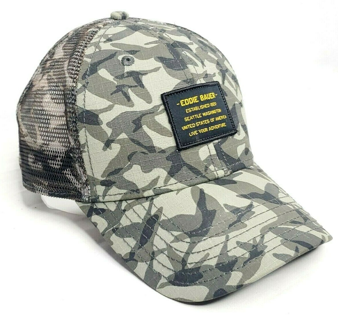 ■BAUF■ B Vintage Mesh Ball Cap Camo BFH-24A-U-CAM-092 Eddie Bauer Camo Camouflage Mesh SnapBack Baseball Cap Hat