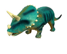 Toysmith 20" Epic Dino Triceratops Semi-Soft Vinyl Dinosaur Toy Green Yellow