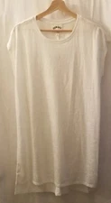 Dubgee By Whoopi Shirt Dress Women S Small Natural White Sleeveless Sheer Hi Lo