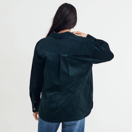 MADEWELL Kentwood Corduroy Shacket Medium Oversized Ancient Forest Green Western - Picture 2 of 12
