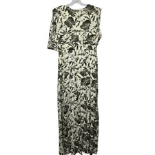 Kosmios Jumpsuit Back Drape Floral Tropical Print Wide Leg Size Large