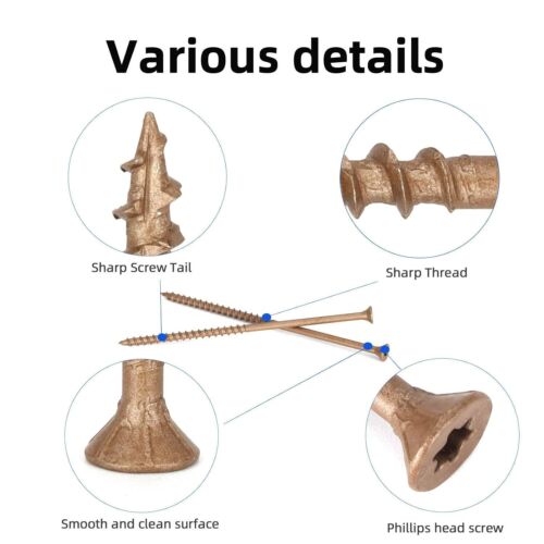 Deck Screws #10 x 5’’, T25 Star Torx Drive Flat Head Wood Screws, Brown, 5lb - Picture 2 of 6