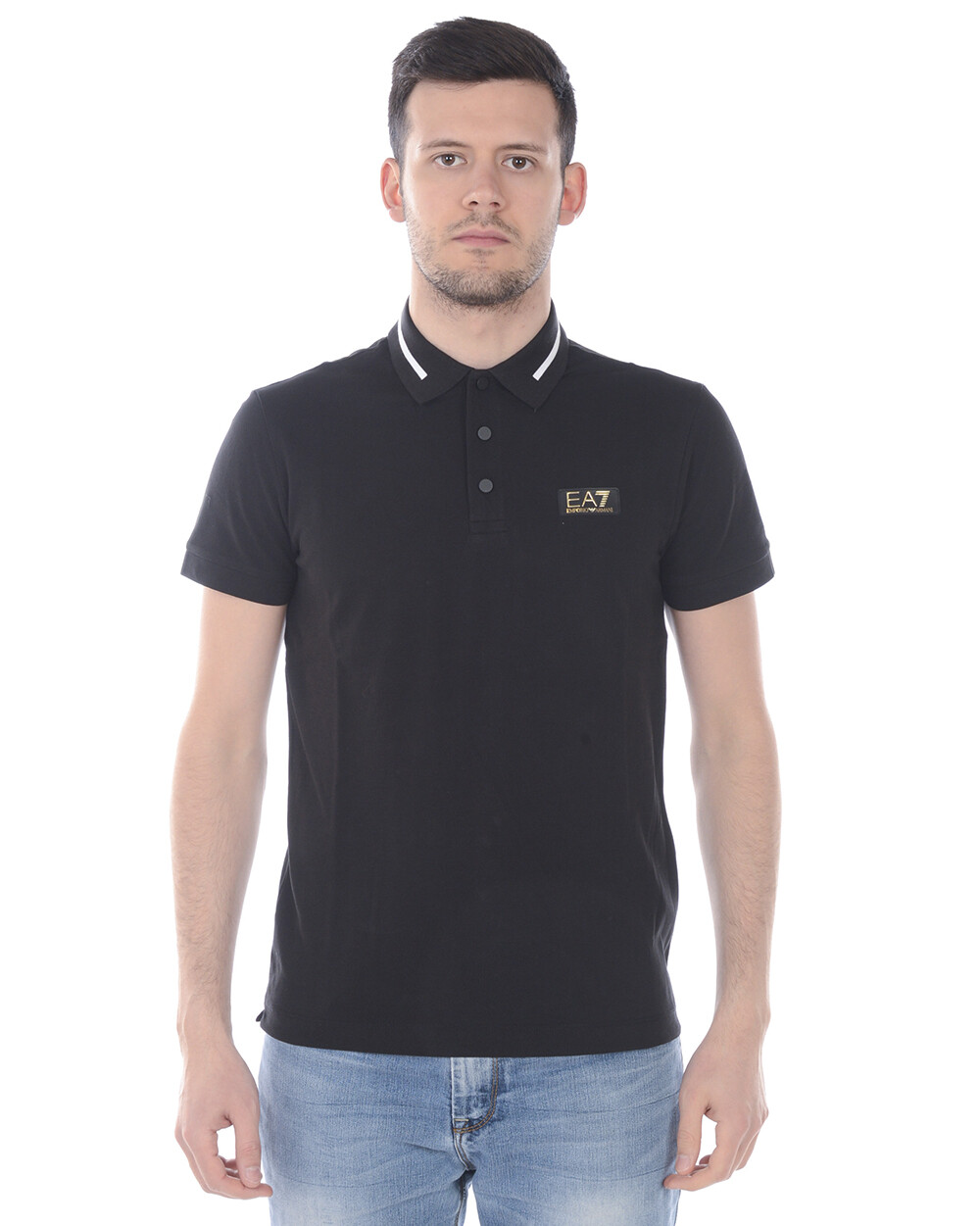 Футболка-поло Emporio Armani Ea7 Хлопковая мужская черная 3HPF36 PJ5AZ 1200 Sz XL MAKEUP OFFER