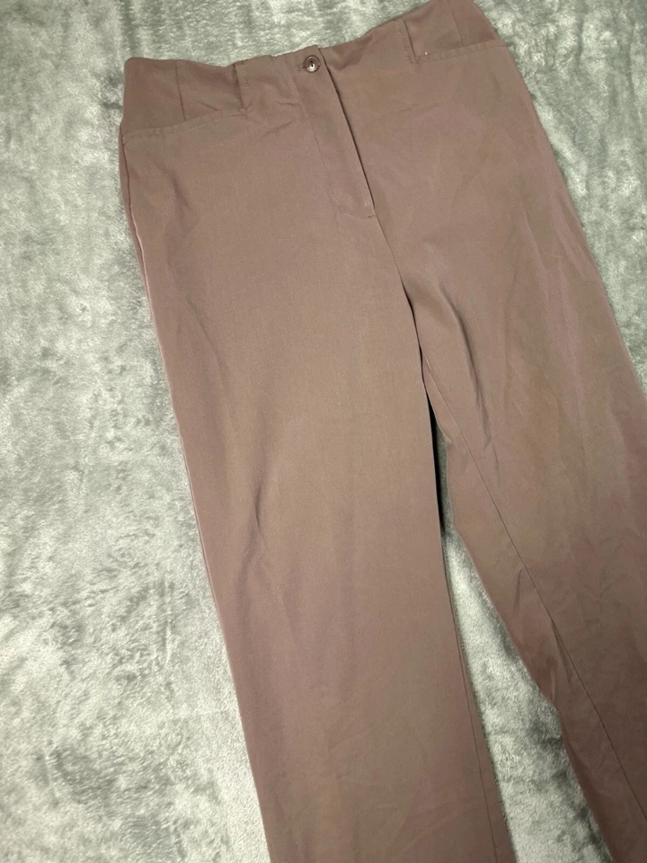 Pantalones para mujer 8 semillas de manzana marrón chino tiro medio pierna ancha cintura elástica Foto 2 de 4