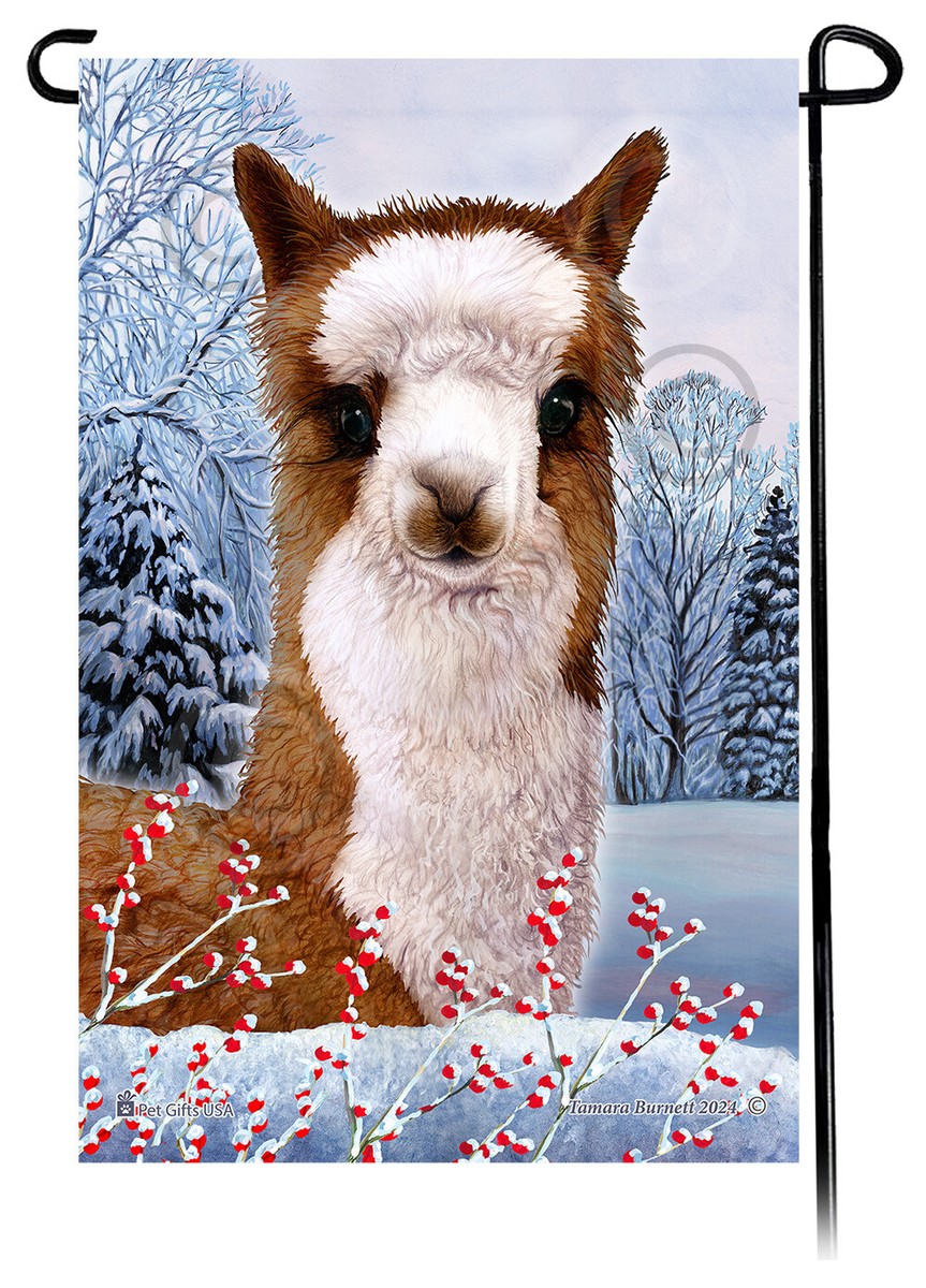 Alpaca Winter Berries Garden Flag | eBay