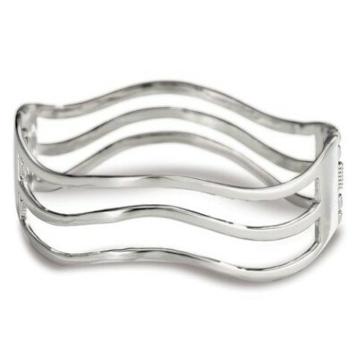 925 Sterling Silver No Stone Jet Stream Bangle Bracelet B1119F