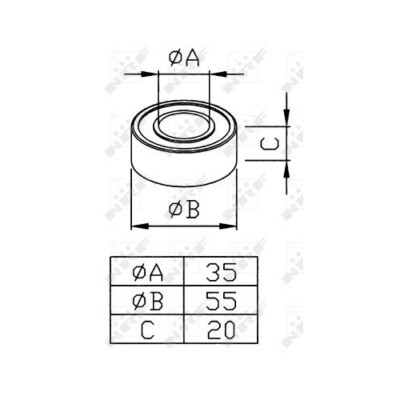 1x Lager, Kompressorwelle NRF 38286 passend für