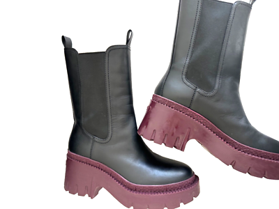 COACH Women's Alexa Leather Heeled Platform Chelsea Boots US