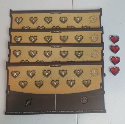 Harry Potter Hogwarts Battle Replacement 4 Player Boards With Health Tokens 