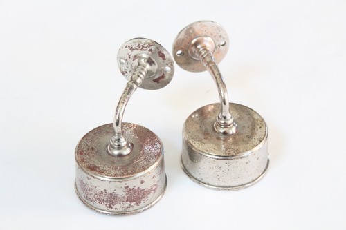 antique bathroom cup holder | vtg deco victorian bathroom cup holder nickel old - Picture 8 of 17