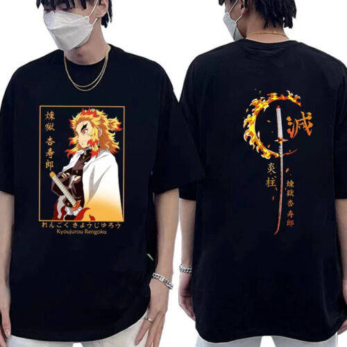 Anime Rengoku Kyoujurou Printed Short Sleeve T-Shirt - Picture 1 of 11