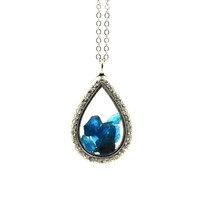 Kette Blaue Neon Apatit Roh. Tropfenmodell.