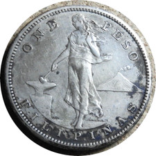 elf Philippines USA 1 Peso 1908 S  Silver   4640