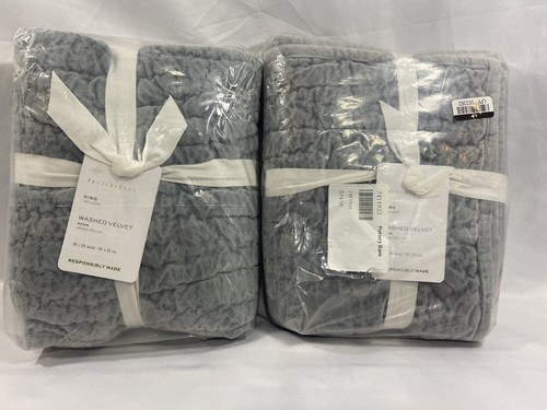 Pottery Barn Washed Velvet King Shams, Set Of 2, Shadow Blue