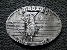 RODEO AMERICA'S 1 SPORT COWBOY BELT BUCKLE VINTAGE RARE BERGAMOT 1977 USA