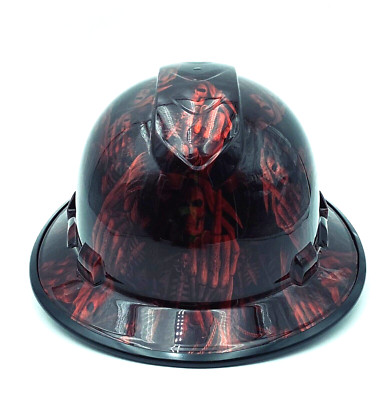 Vented Wide Brim Hard Hat Hydro Dipped in Candy Red 1 Finger Salute w/brim guard