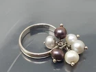 Vintage  Sterling Silver Freshwater Charm band Ring size 7