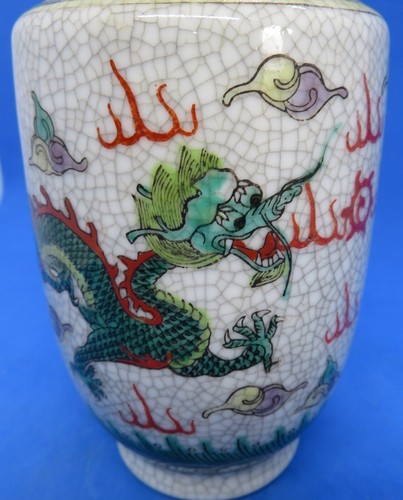 Chinese Cantonese crackle glaze vintage Victorian oriental antique dragon vase - Picture 8 of 11